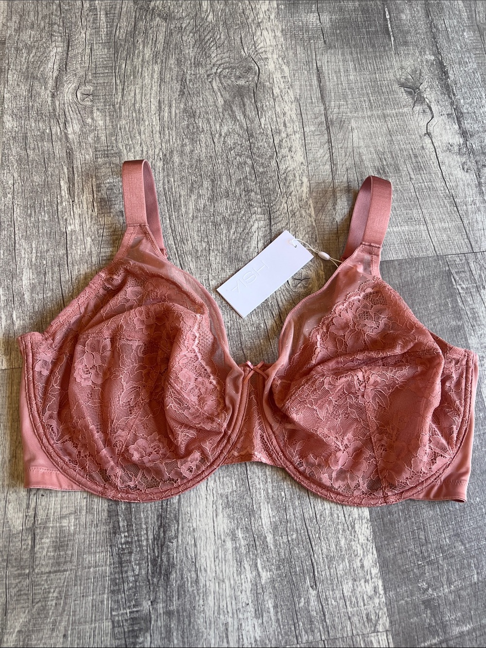 NWT HSIA Enchante Minimizer Bra 44H Rose Pink Full Coverage Lace Unlined New